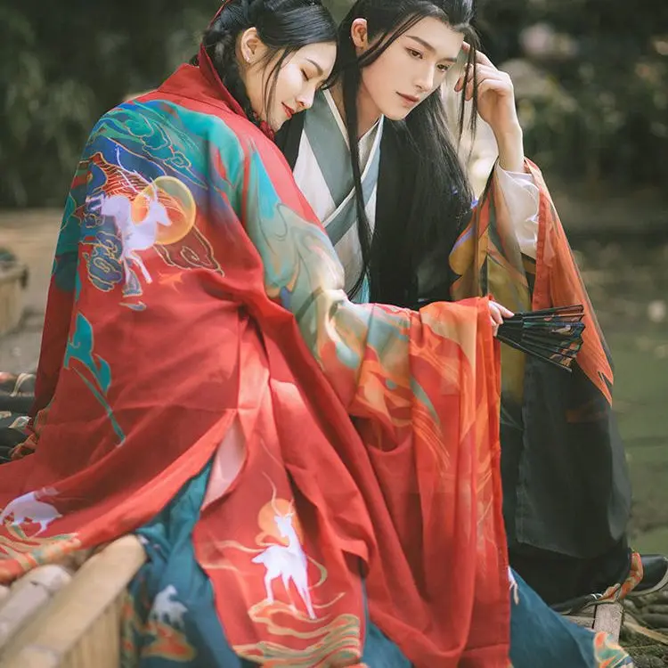 

Yourqipao Plus Size Traditional Hanfu Dress Man Han Dynasty Costume Couple Chinese Ancient Swordsman Clothing Kimono Tang Suit