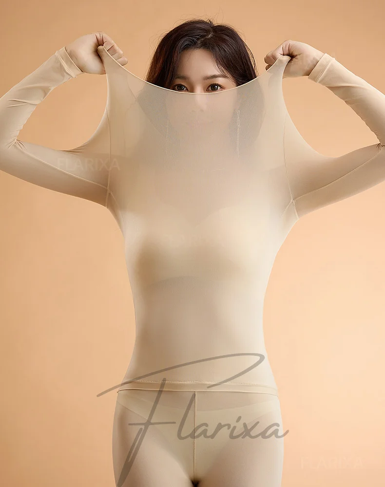 Description Picture 6 of itemFlarixa Seamless Thermal Underwear Set Women First Layer Thermal Top Long Johns 2Pcs Suit Winter Thermo Clothing Ladies Thin