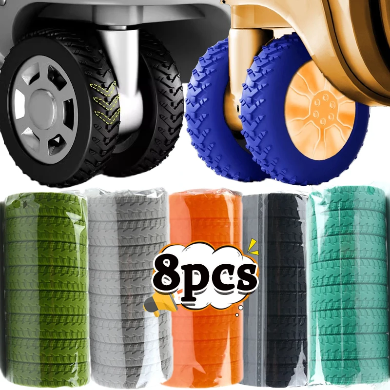 1/8Pcs Thicken Texture Silicone Wheels Protector For Luggage Reduce Noise Travel Luggage Wheels Cover Accessories