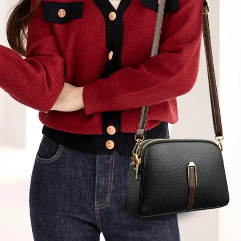 Women's Bag Retro Lychee Embossed Crossbody Bag Fashion Simple Retro PU Leather Shoulder Shell