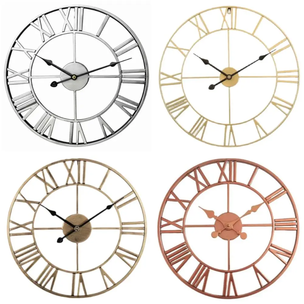 Nordic Style Roman Numerals Clock Minimalist 40cm Decorative Wall Clock Accurate Movement Retro Metal Iron Clock Home Decoration
