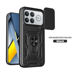 Custodia per telefono in armor di lusso e resistente con copertura scorrevole per fotocamera e supporto ad anello