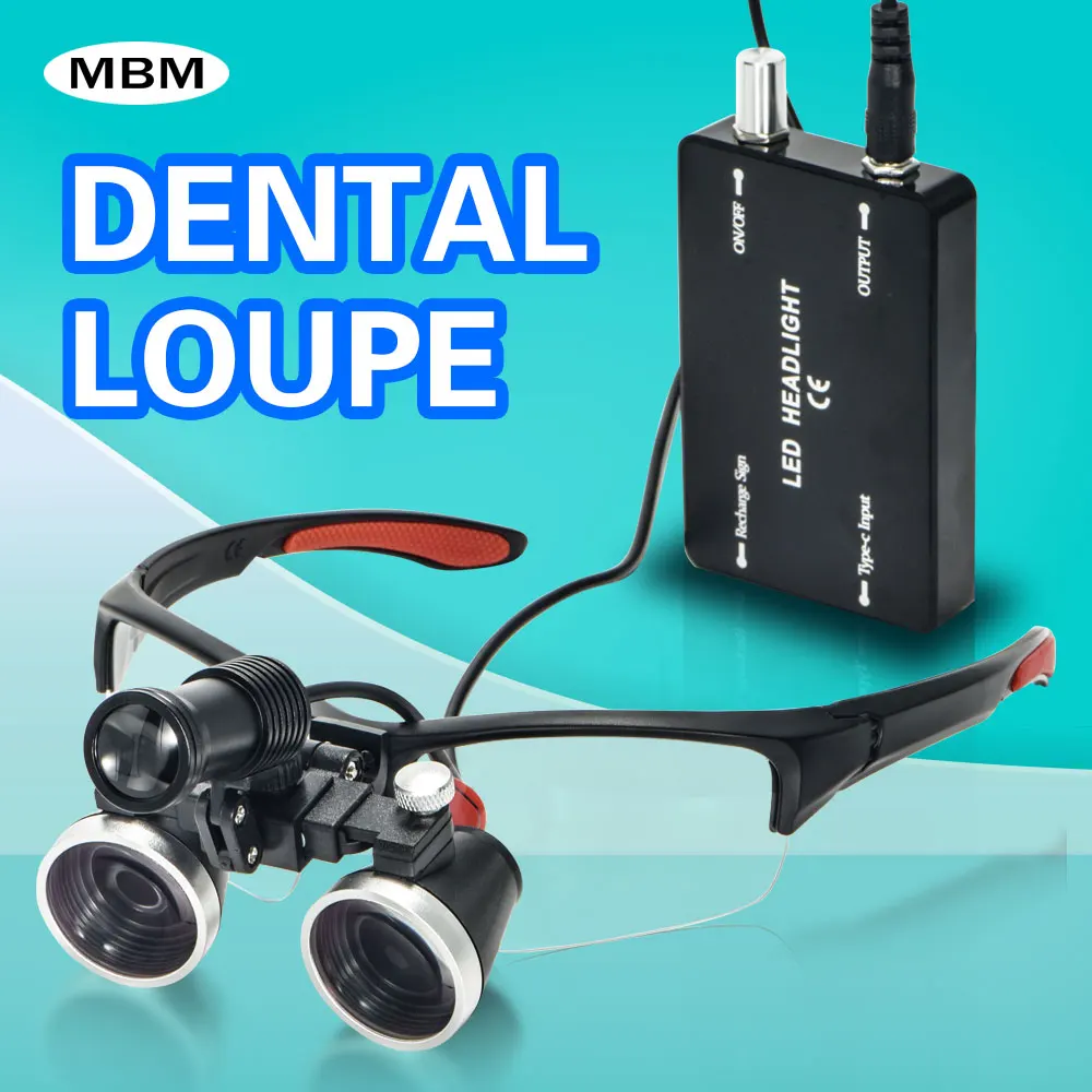 Dental Magnifier with LED Headlight Optical Dental Loupes for Dentist Binocular Magnifying Glasses with Headlamp for Surgery