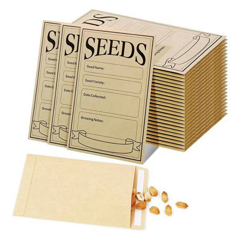 200PCS Seed Packets Envelopes, Self Sealing Kraft Small Seed Envelopes For Seed Storage Resealable Seed Saving Envelopes