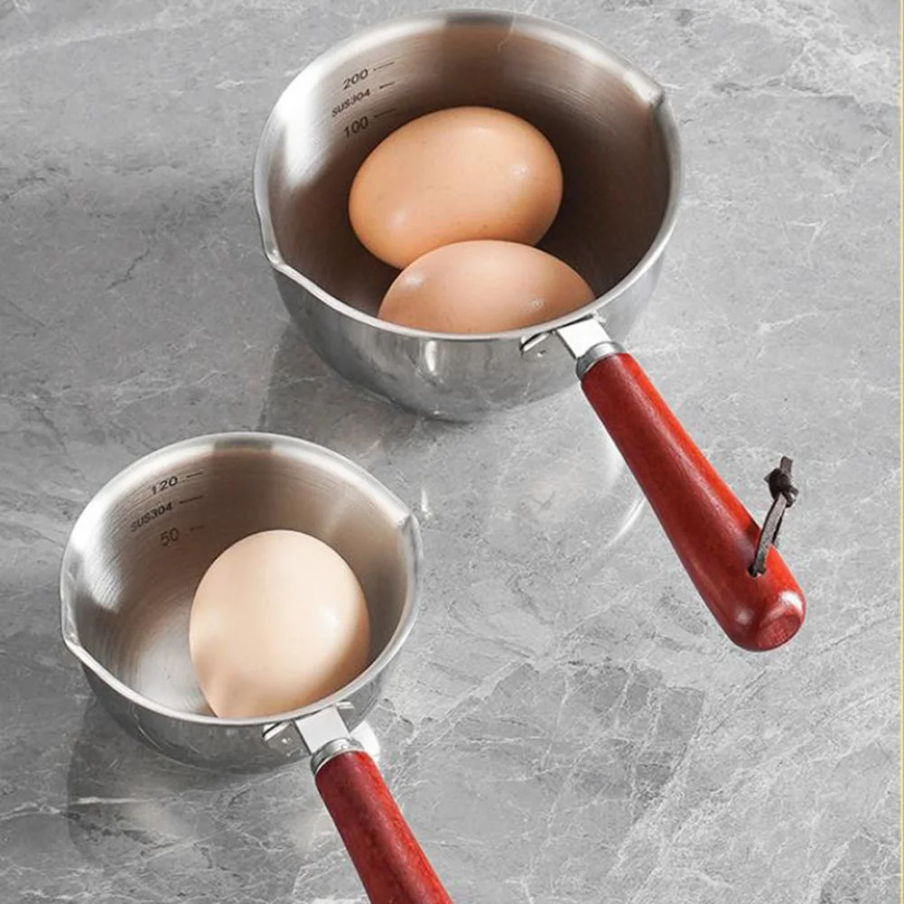 Stainless Steel Hot Oil Pan Hot Butter Warmer Flat Bottom Oil Splash Pan Saucepan for Boiling Milk Sauce Gravies 150/300/500ml stainless steel stock pot stainless steel oil pot stainless steel cooking pot