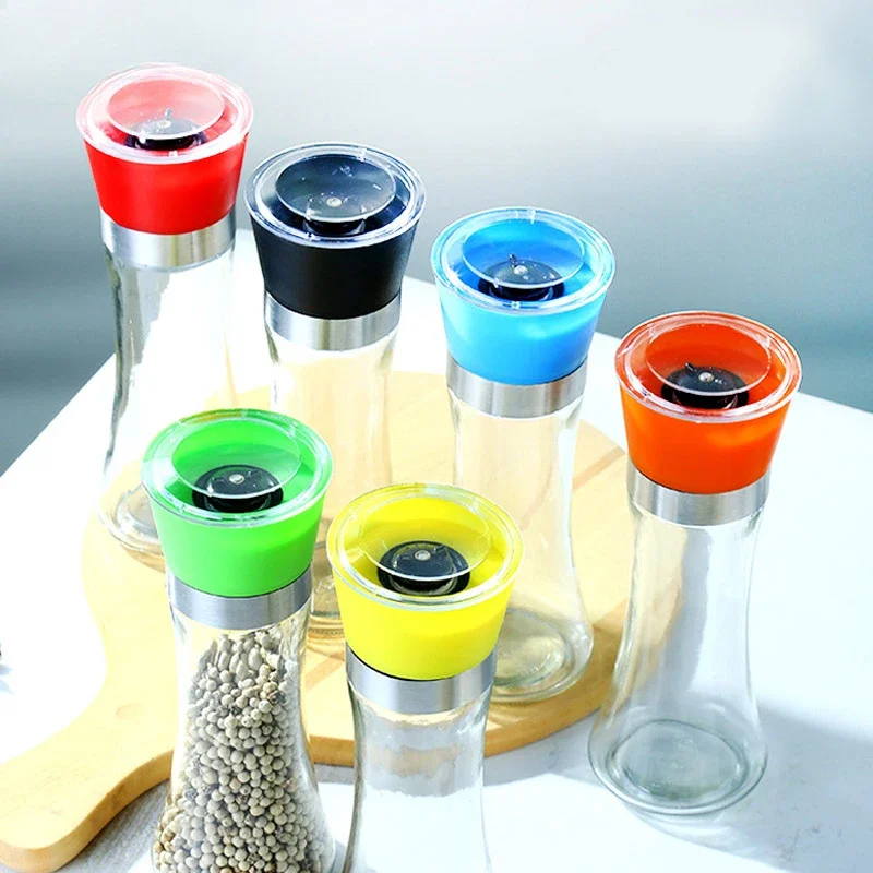 180/300ML Salt and Pepper Shakers Set with Stand Stainless Steel Salt Pepper Mill Grinder Grinders Shaker Spice Container