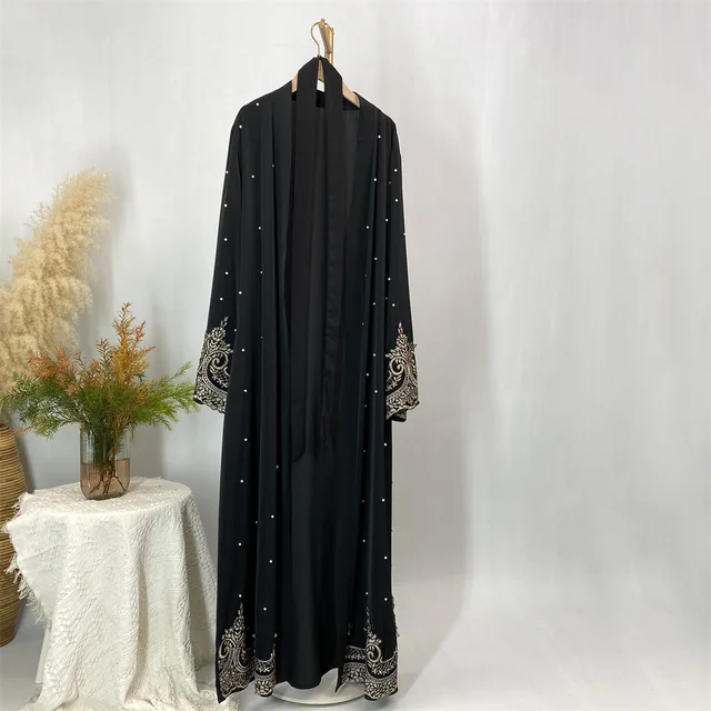 Ramadan caftan perles ouvertes Abaya dubaï luxe Islam vêtements musulmans pour femmes Kimono turquie Caftan Marocain Femme Robe Kebaya