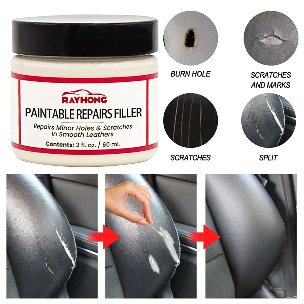 Leather restoring paste 60ml Natural Leather Filler Repair Compound Restoration Cream For Tears Crack Burns Holes Filler leather filler paste,leather repair paste