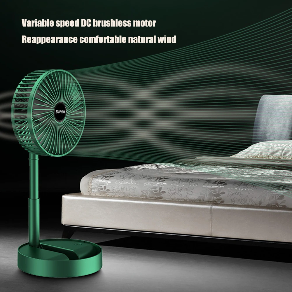 Folding Telescopic Floor Fan 3 Gears Summer Silent Desktop Retractable