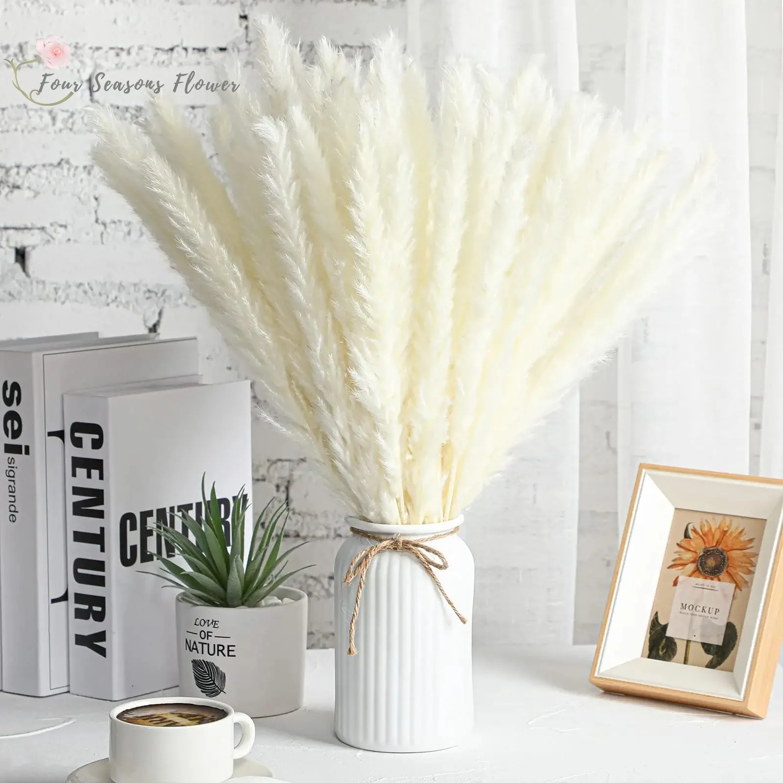 

20PCS/Branch Dried Flower Fluffy Pampas Grass Bouquet Boho Home Decor Natural Phragmites Artificial Flowers Wedding Decoration