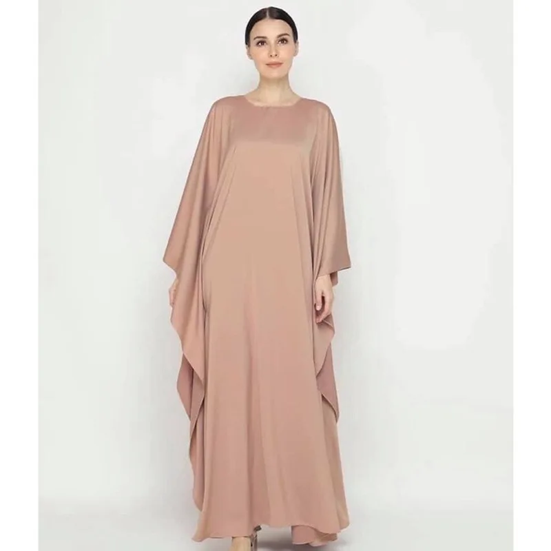 Ramadan Loose Abaya Batwing Sleeve One Piece Muslim Prayer Dress Abayas for Women Dubai Kaftan Hijab Robe Jilbab Islamic Clothes
