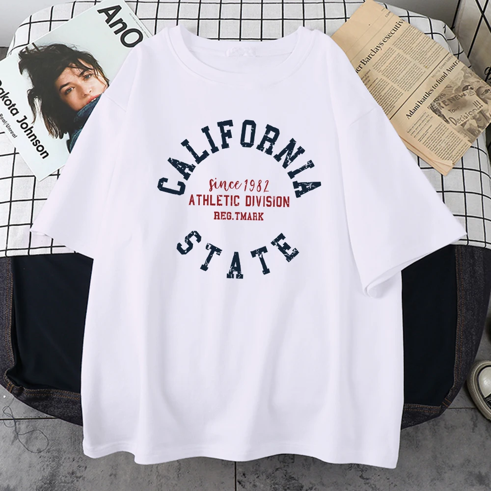 

Since 1982 California State Street Letter Cotton T-Shirt Loose All-Matcht-Shirt Oversized Hipster T-Shirts Summer Mans Tshirt