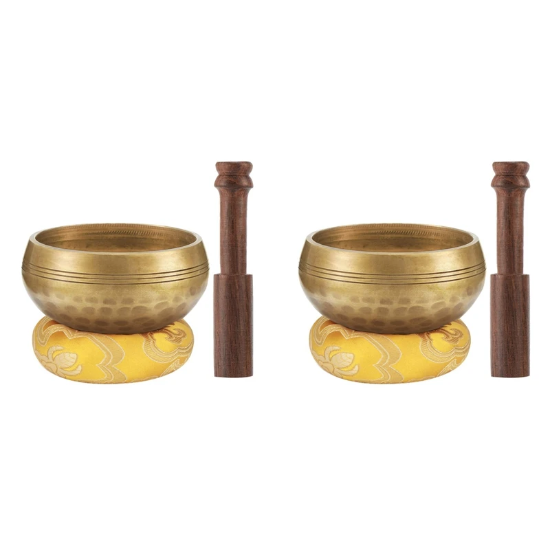 

2Set 3.2 Inch Tibetan Singing Bowl Zen Meditation Yoga Meditation Bowl Wooden Stick Cushion