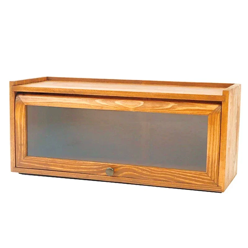 Japanese Small Solid Wood Cabinet Mini Glass Door Cupboard Kitchen Dustproof Shelf for Spices Doll Storage Box 5
