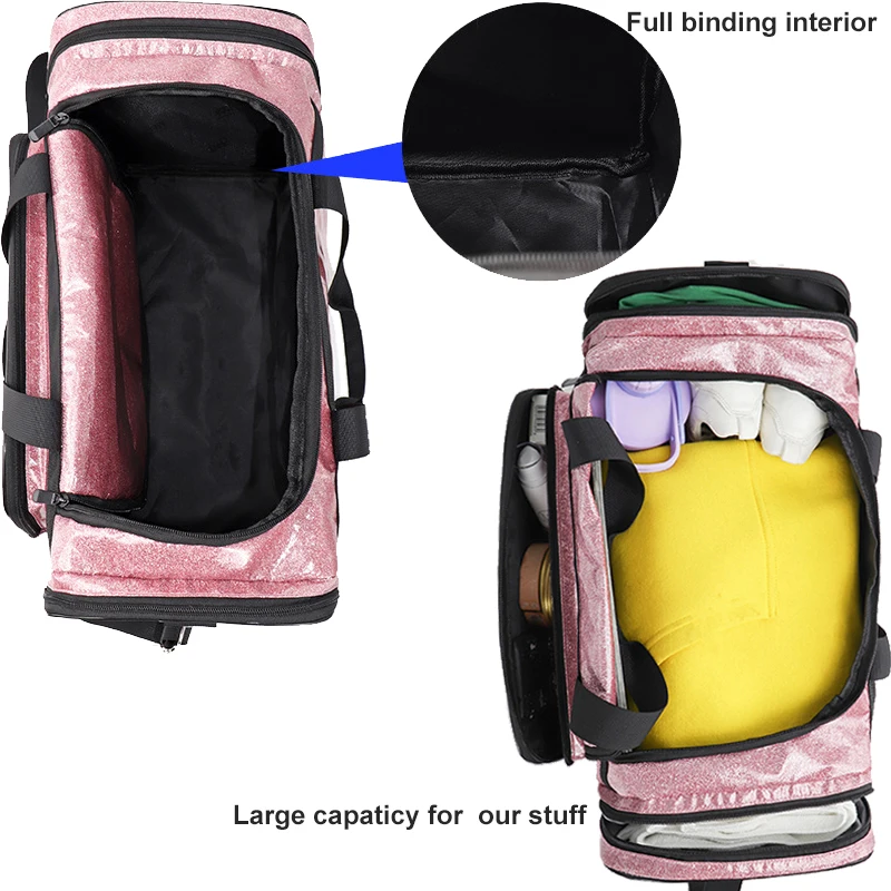 Waterproof Overnight Spend A Night Bag Woman Travelling Loading Glitter  Pink Duffle Oxford Bags