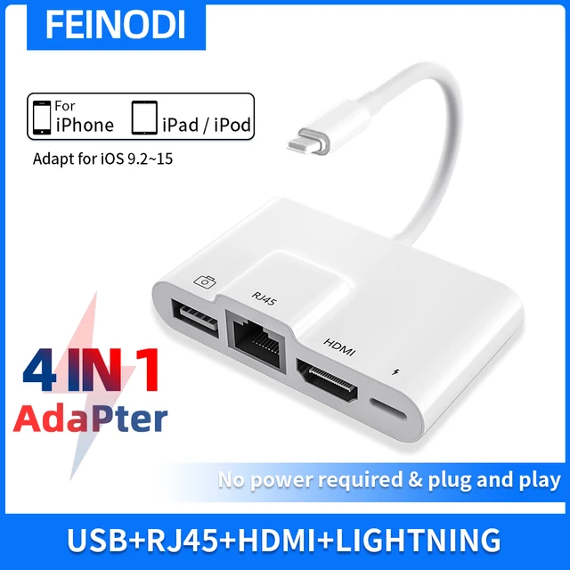 Adaptador Lightning a HDMI, USB 3,0, OTG, AV Digital, Cable Lightning a SD,  lector de tarjetas TF, Dongle compatible con TV y proyector - AliExpress