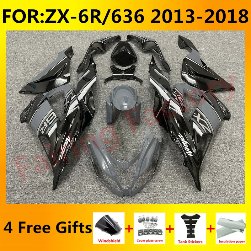 

Motorcycle Fairings Kit fit for Ninja ZX-6R 2013 2014 2015 2016 2017 2018 ZX6R zx 6r 636 bodywork fairing kits set grey black