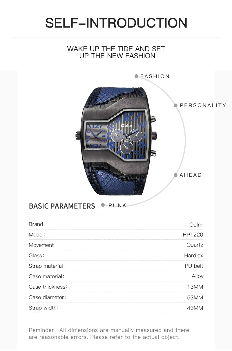 Oulm Classic Style Two Time Zone Men's Watches PU Leather Wristwatch Male Quartz Clock Casual Man Hours Relogio Masculino