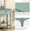 TREXM Daisy Series Console Table Traditional Design with Two Drawers and Bottom Shelf Acacia Mangium (Retro blue) 6