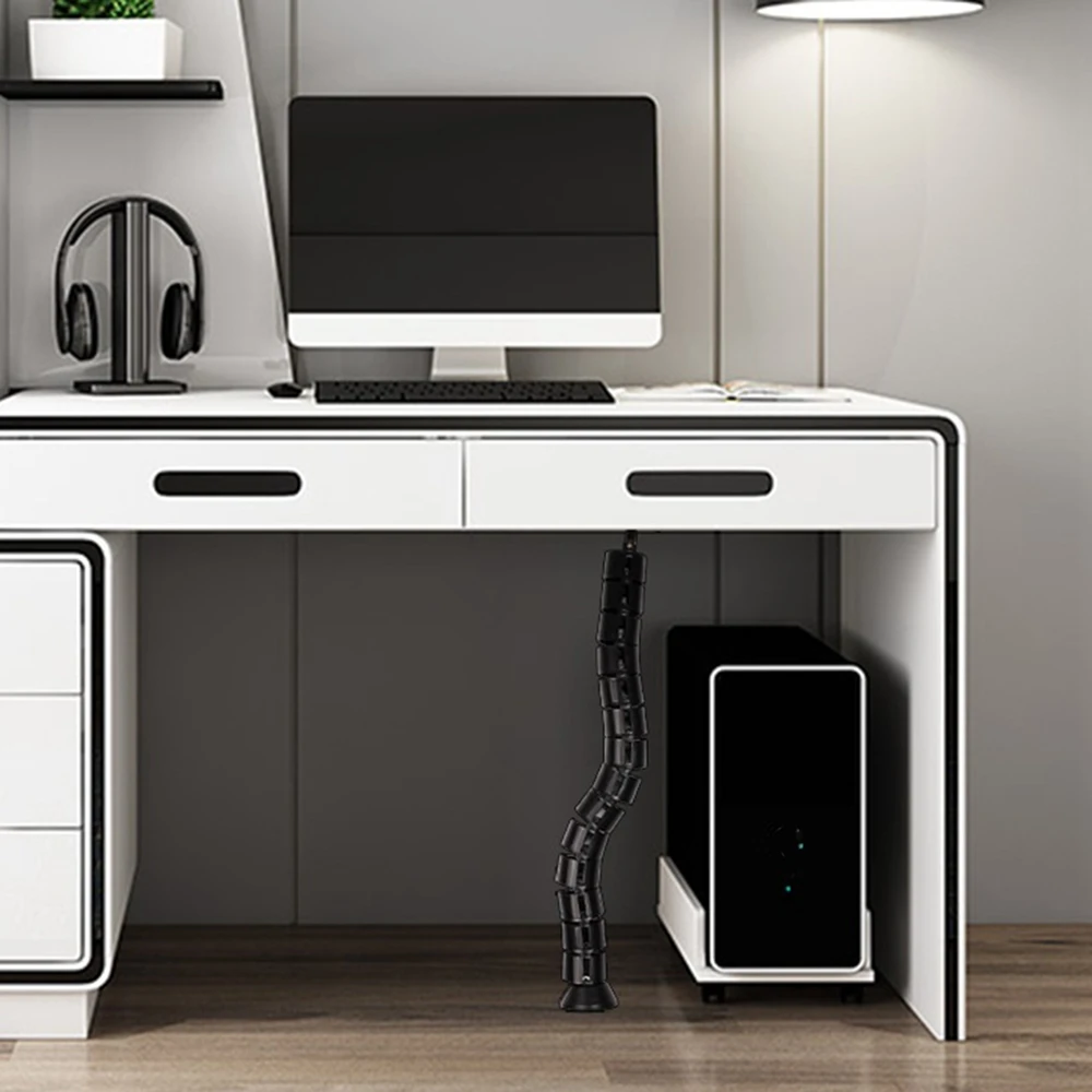 VO-케이블 관리 키트, 높이 조절 가능한 책상용 4입구 원형 코드 보관함