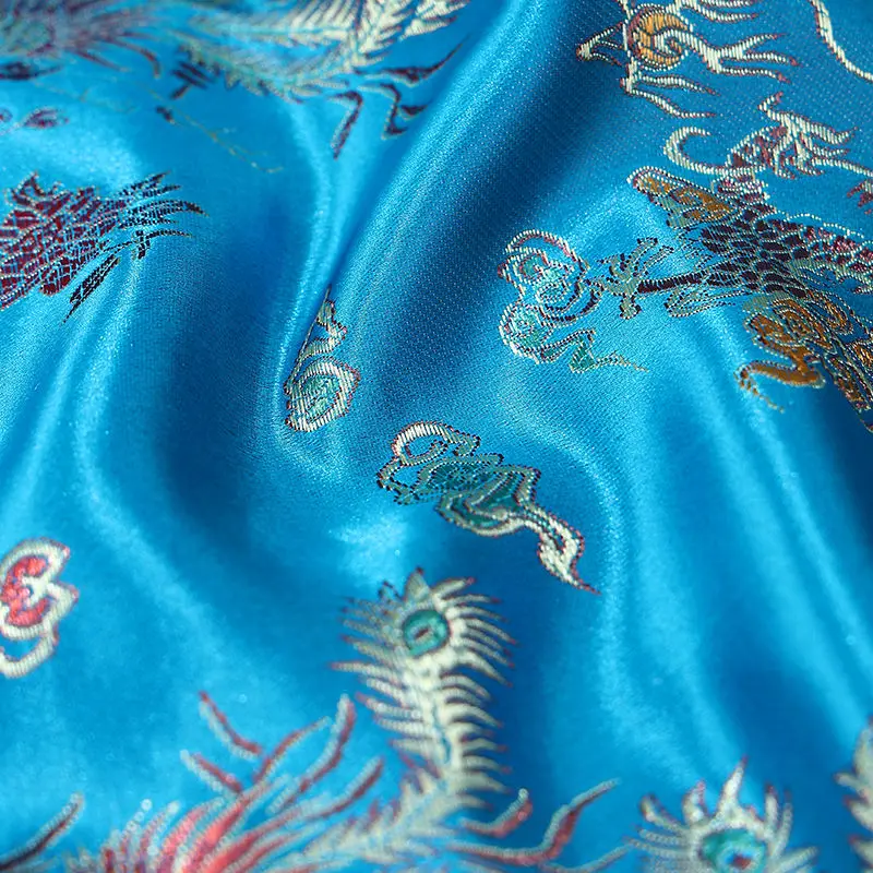 Jacquard Brocade Fabric Dragon Phoenix Soft By The Meter for Hanfu Cheongsam Package DIY Sewing Cloth Not Elastic Red Black, view 3