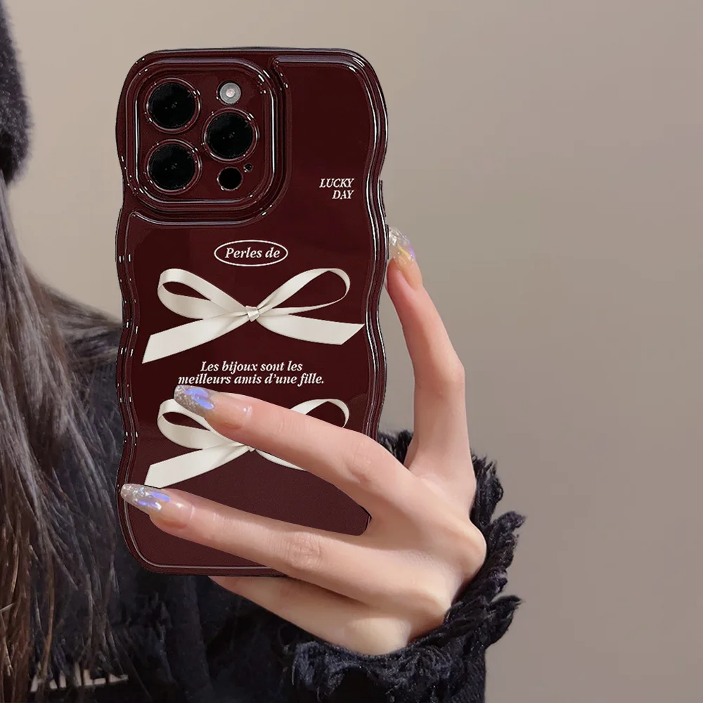Vintage Wine Red Silk Ribbon Bow Art Phone Case - Cute & Shockproof Cover