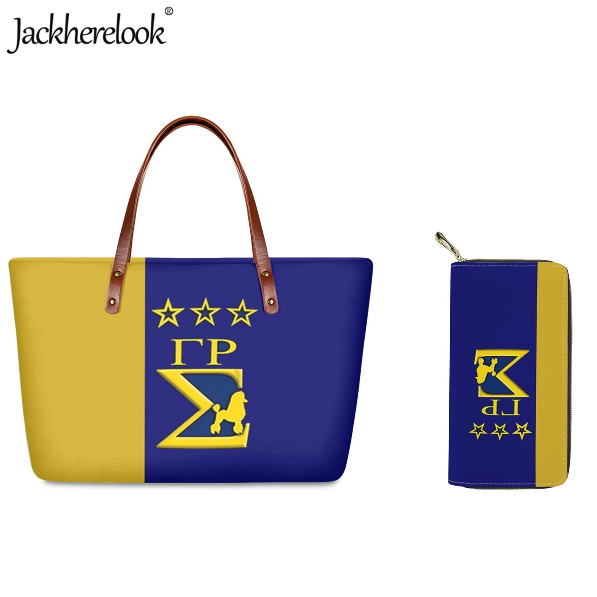 

Jackherelook Fashion New Sigma Gamma Rho Sorority Handbag for Ladies Shoulder Bag PU Wallet Set of 2 Shopping Travel Tote Bag
