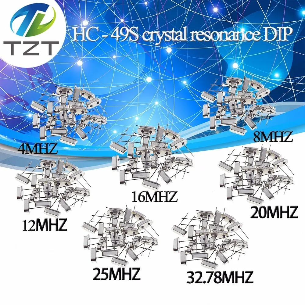 Hc-49s Crystal Oscillator Electronic Kit Resonator Ceramic Quartz Resonator Hc-49 Dip 7 Kinds X 5pcs 32.768k 4 8 12 16 20 25 Mhz crystal oscillator quartz resonator