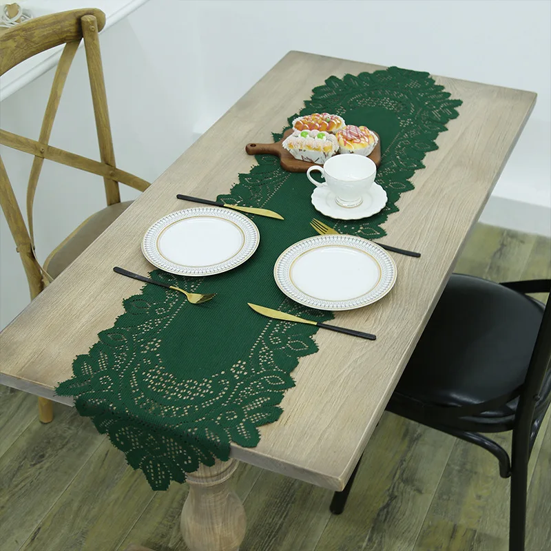 

Christmas party table flag lace warp knitting table towel long table mat tea table cover