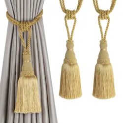 Elegant Handmade Rope Tassel Curtain Holdbacks - Decorative Room Accessories - 1Piece (Pure Gold)