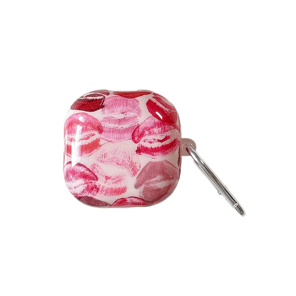 Fruit Cherry Lips Soft Cover Case with Hook for Wireless Bluetooth Earphones