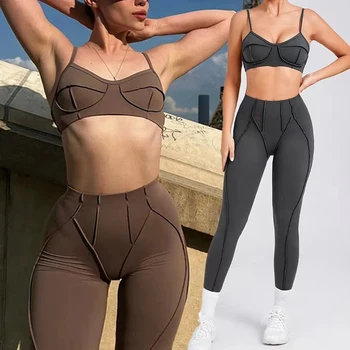 “Lila” Edgy Sports Bra and Leggings Activewear Set