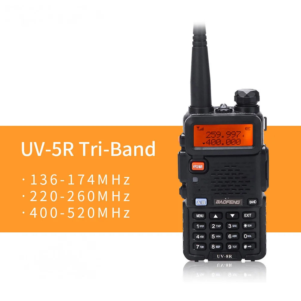 рация baofeng uv h9 8 вт трехдиапазонная 136 174 мгц 220 260 мгц 400 480 мгц Рация портативная трехдиапазонная, 136-174 МГц, 220-260 МГц, 400-520 МГц