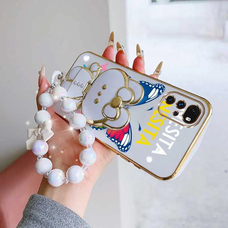 Dancing Butterfly Phone Accessory Set - Case, Lanyard & Rabbit Stand