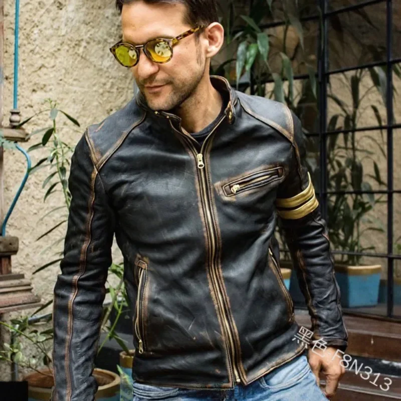 VogeLuxe | Men’s Quilted Biker Jacket with Snap Collar main image 0