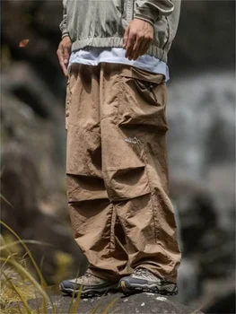 Men's Spring and Autumn New Waterproof Hip Hop Mountaineering Pants Casual Harajuku Work Pants Black Cargo Outwear Pants 4