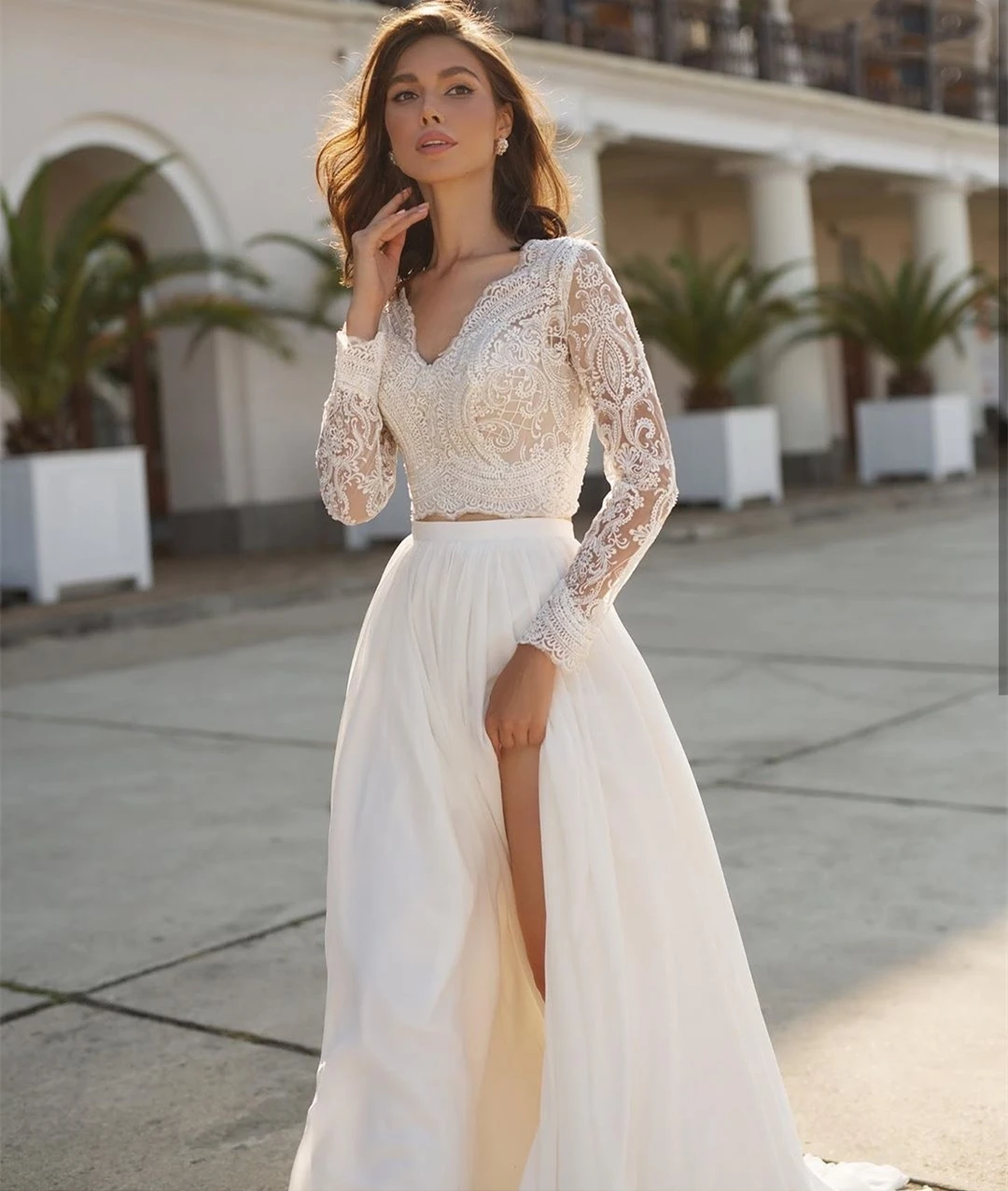 A-Line Pink Wedding Dresses 2022 Puff Sleeve Lace Backless Off Shoulder  Appliques Robe De Soirée De Mariage For Women Bridal cheap wedding dresses