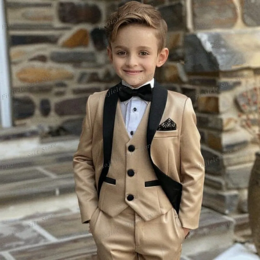 

New Champagne Kid Suits Formal Wedding Party Prom Boy Toddler Children Special Ocasions Tuxedos 2 Piece Set Jacket Pants A08