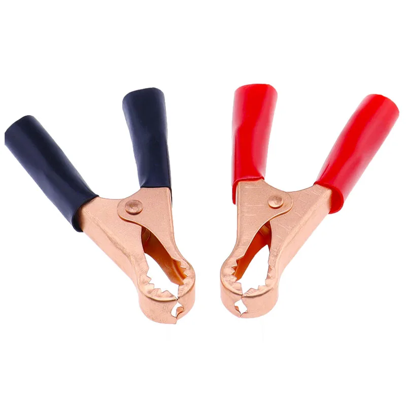 Red + Black 80mm Crocodile Car Caravan Van Battery Test Lead Clips 2Pcs 50A Alligator Clips Connector Plug Power alligator clips test clip test leads