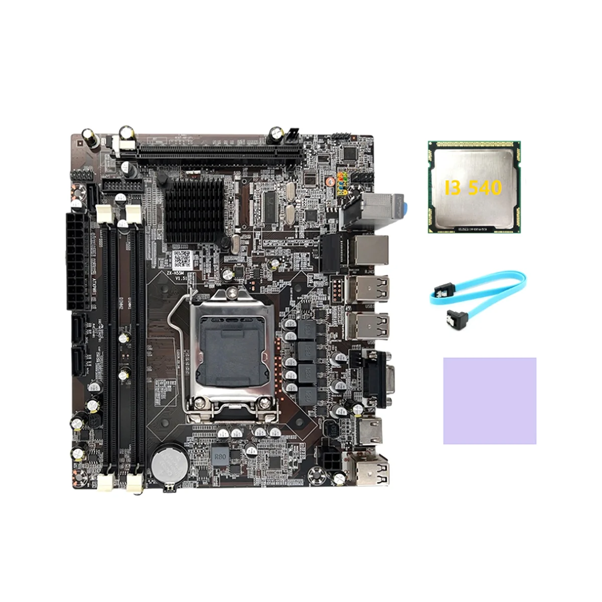 

H55 Motherboard LGA1156 Supports I3 530 I5 760 Series CPU DDR3 Memory Motherboard+I3 540 CPU+SATA Cable+Thermal Pad