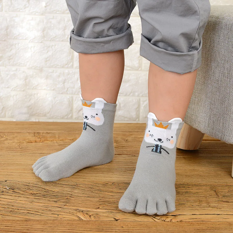 5 Pairs Children Cute Socks Soft Cotton Five Fingers Cartoon 3D Animal Sock Baby Boys Girls Spring Autumn Short Socks with Toes