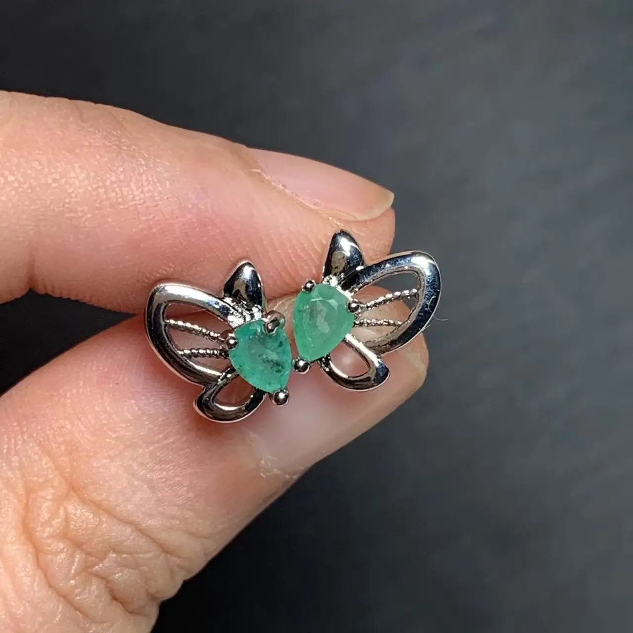 5*3MM Natural Emerald Earrings 925 Silver Stud Earring For Women 925 Sterling Silver Cute Gift Prevent Allergy Fine Jewelry