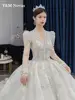 Customized Luxury Bedad Long Sleeve Winter Wedding Dress 2025 New V Neck Vestido De Noiva For Bride Gown Plus Size Floor Length 3
