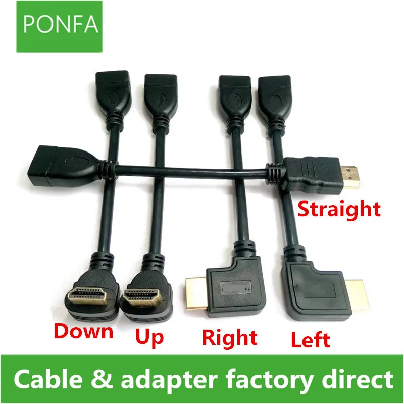 Up & Down & Right Left Angle HDTV 1.4 Male to Female 1.4v Extension connector adapter cable HD Angled 0.15m/0.5m