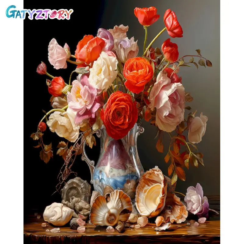 

Картина по номерам на холсте, цветы, розы