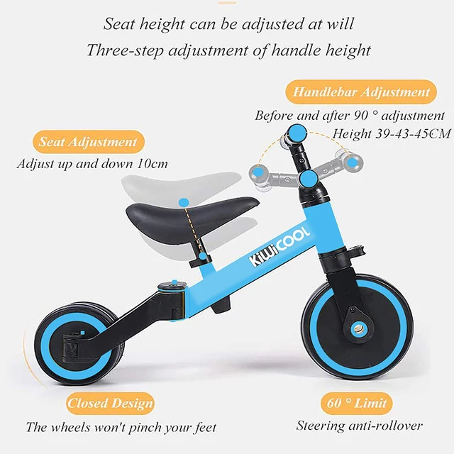 Infant Shining Children's Scooter Tricycle 3-in-1 Children's Balance Bike 1-6 Years Ride on Car 3 Wheels Non-inflatable 4