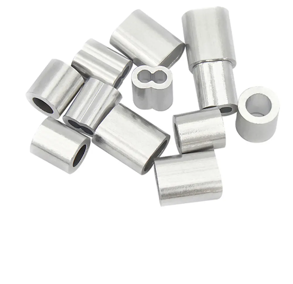 20-100PCS Hülse Aluminium Kabel M1-M6 Doppel Loch Kabel Klemme Stecker Crimpen Seil Hardware Zubehör Verwenden zu stahl Draht Seil – Detail 3