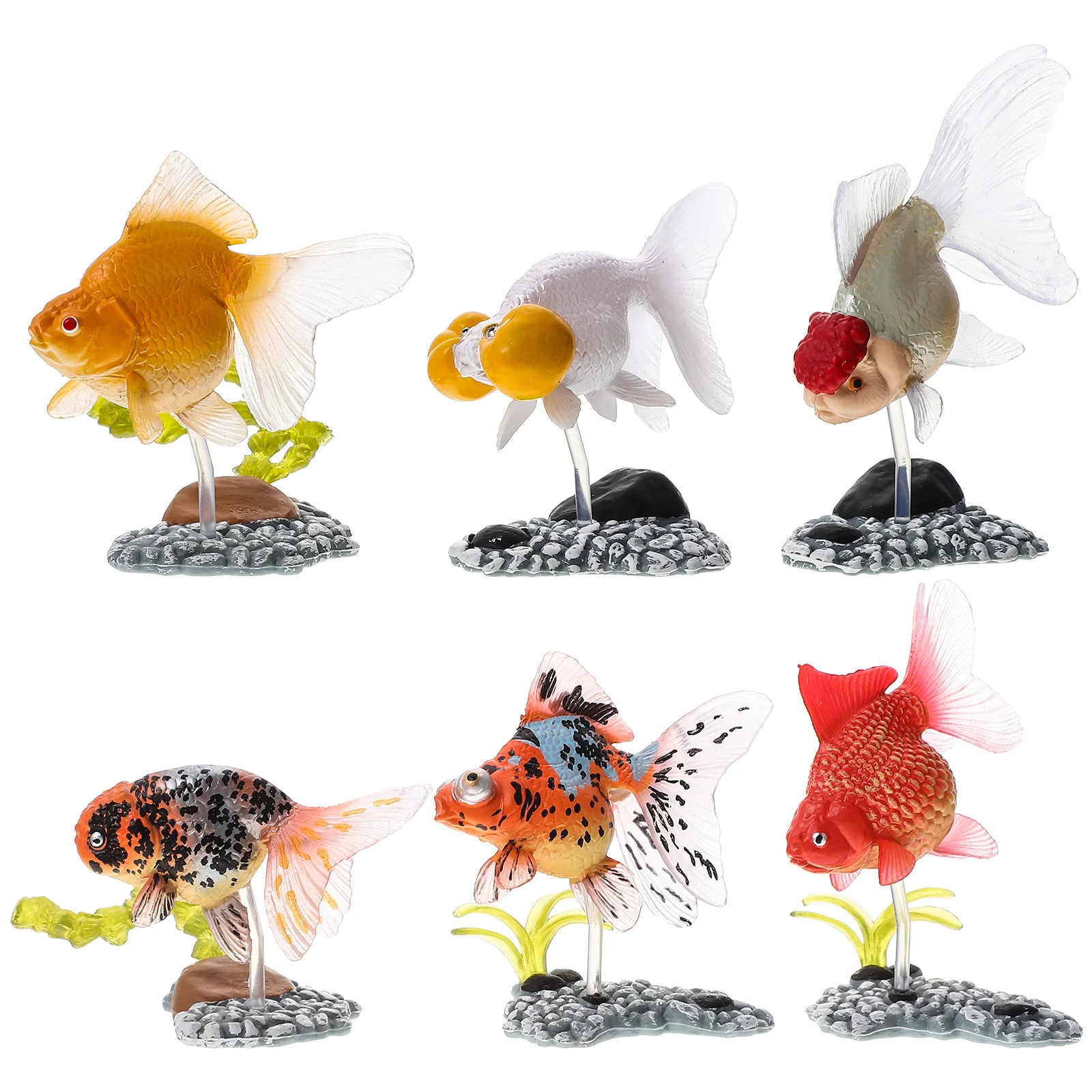 

6Pcs Adorable Fish Decors Kids Desktop Fish Figures Children Goldfish Figurines (Mixed Style)