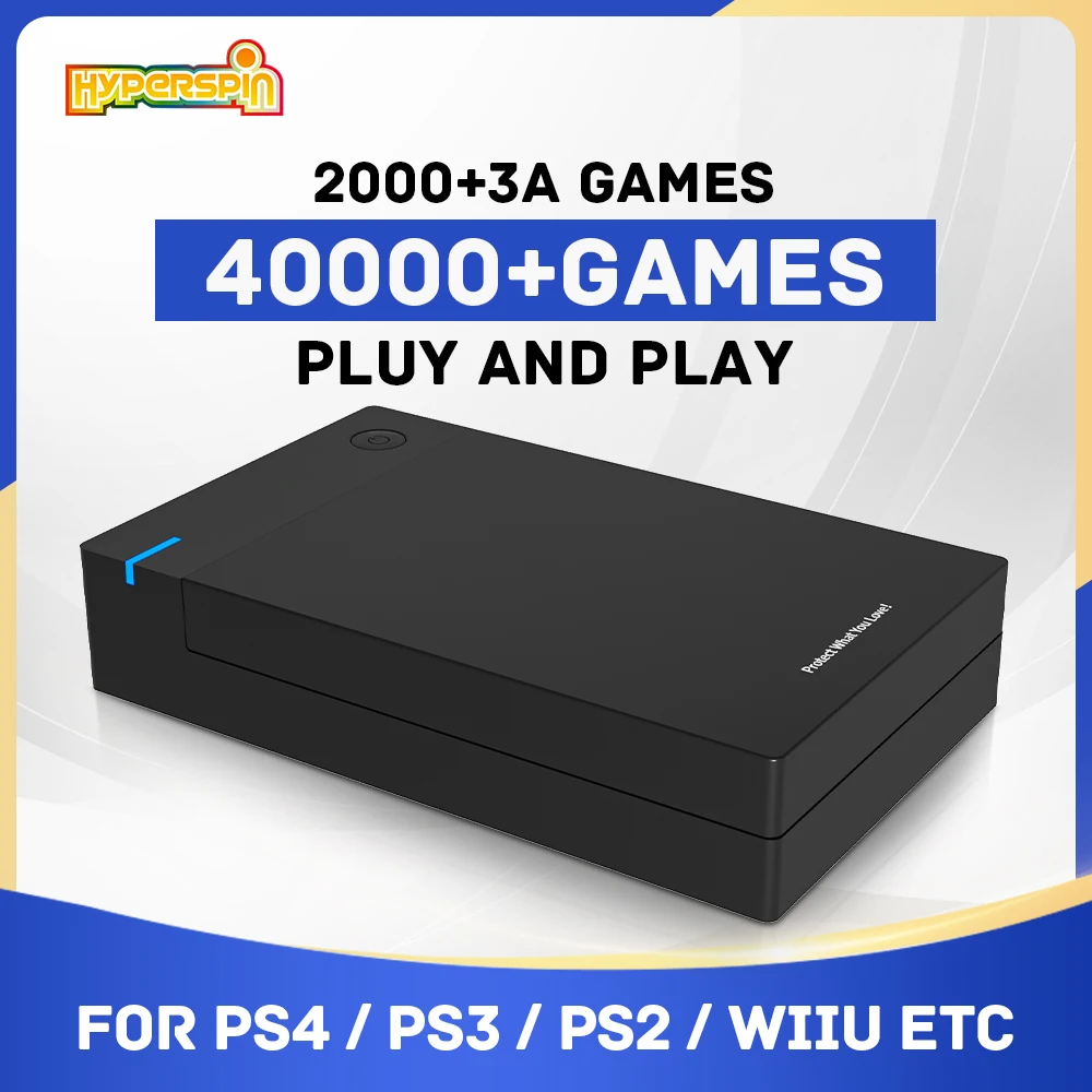 New Video Game Console Hyperspin Portable12T External Game Drive with 40000 Retro Games forPS4/PS3/PS2/DC/SS for Win 7/8/10/11