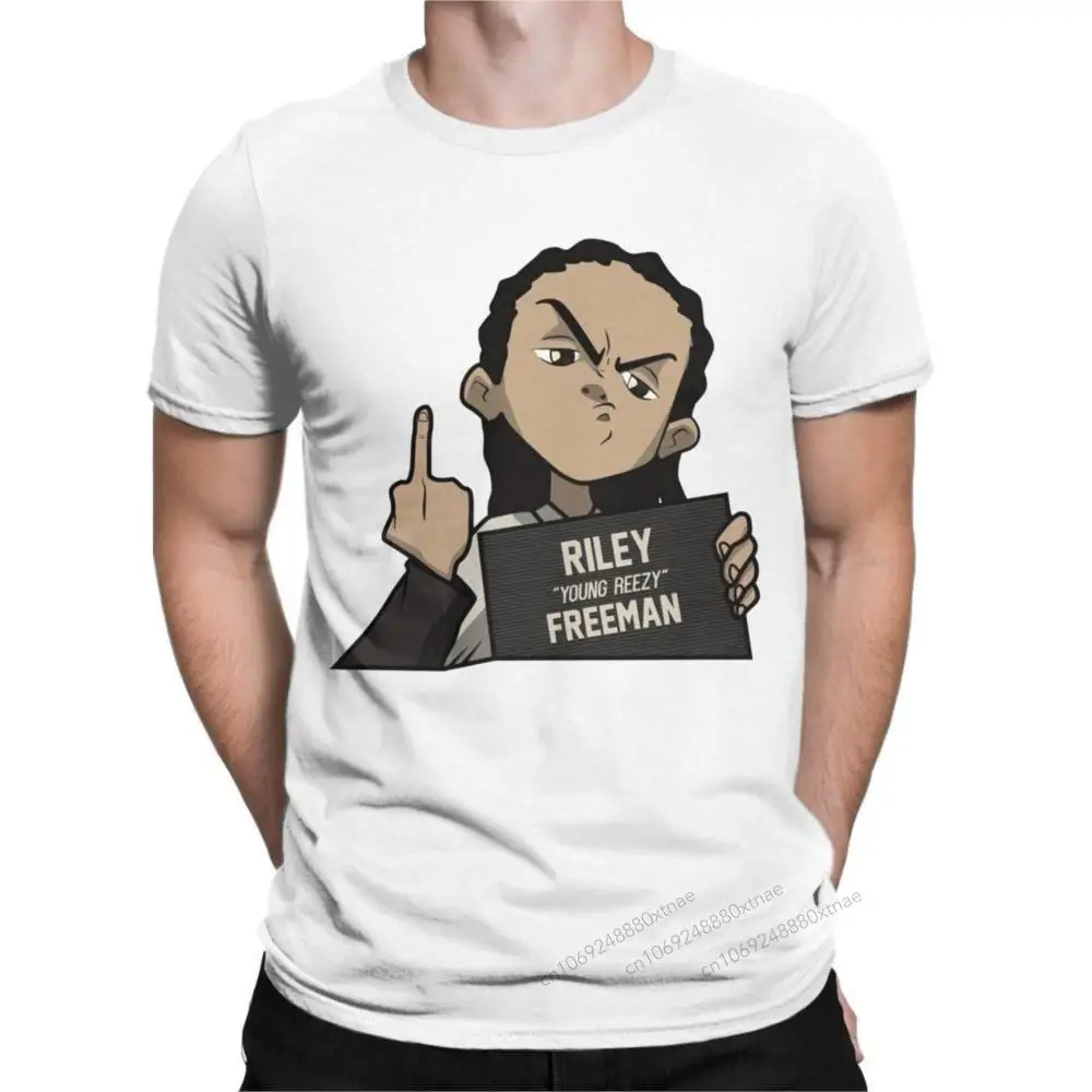 

Riley Freeman The Boondocks T-Shirt Men Vintage Pure Cotton Tees Round Neck Short Sleeve T Shirt Plus Size Clothing